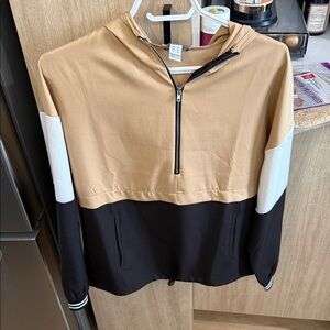 Men's Tan and Black Half-Zip Sweater